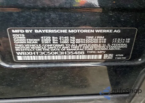 2019 BMW X1 xDrive28I from USA, damaged, VIN WBXHT3C50K3H35488